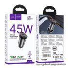 Car charger Hoco 2 x USB C PD QC3.0 45W NZ16B metal gray