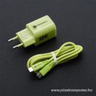 Phone charger Forcell F-Energy GaN III Crystal Color USB C + USB A QC4.0 PD 33W + silicone cable USB C to USB C VT-41 green