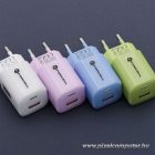 Phone charger Forcell F-Energy GaN III Crystal Color USB C + USB A QC4.0 PD 33W + silicone cable USB C to USB C VT-41 blue