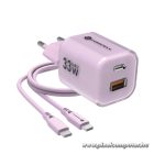 Phone charger Forcell F-Energy GaN III Crystal Color USB C + USB A QC4.0 PD 33W + silicone cable USB C to USB C VT-41 purple 0INT