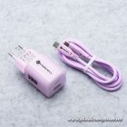 Phone charger Forcell F-Energy GaN III Crystal Color USB C + USB A QC4.0 PD 33W + silicone cable USB C to USB C VT-41 purple 0INT