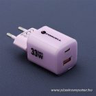 Phone charger Forcell F-Energy GaN III Crystal Color USB C + USB A QC4.0 PD 33W + silicone cable USB C to USB C VT-41 purple 0INT