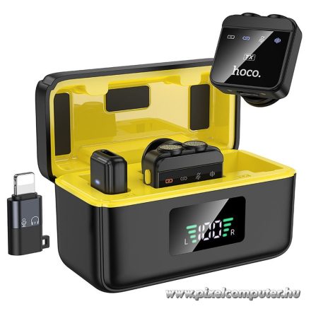 Wireless lavalier microphone Lightning / USB C Hoco 2 pcs L17 black