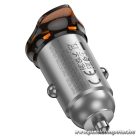 Car charger Hoco USB A + USB C QC3.0 PD 43W + cable USB C to USB C NZ16A metal gray