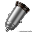 Car charger Hoco USB A + USB C QC3.0 PD 43W + cable USB C to USB C NZ16A metal gray