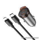 Car charger Hoco 2 x USB C QC PD 45W + cable USB C to Lightning NZ16B metal gray