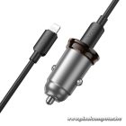 Car charger Hoco 2 x USB C QC PD 45W + cable USB C to Lightning NZ16B metal gray