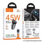 Car charger Hoco 2 x USB C QC PD 45W + cable USB C to Lightning NZ16B metal gray