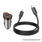 Car charger Hoco USB C QC PD 30W + cable USB C to Lightning NZ16 metal gray