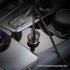 Car charger Hoco USB C QC PD 30W + cable USB C to Lightning NZ16 metal gray