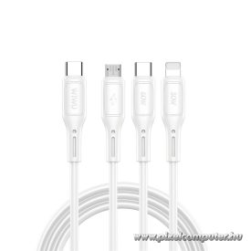   WiWU - Starlink Series Data Cable Wi-046E 3w1 USB C to USB C, Micro USB, Lightning 60W 1m - white