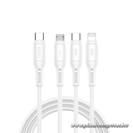 WiWU - Starlink Series Data Cable Wi-046E 3w1 USB C to USB C, Micro USB, Lightning 60W 1m - white