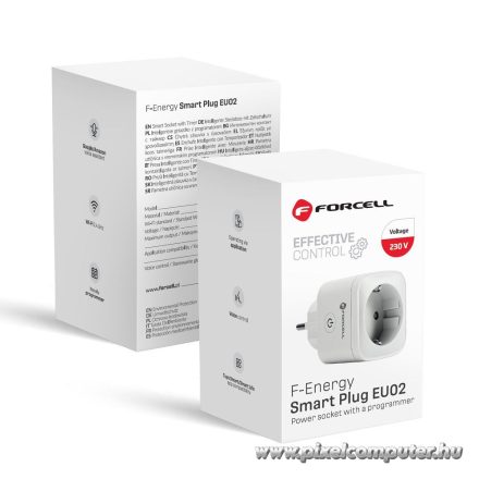 FORCELL F-ENERGY EU02 Smart Plug 230V with WiFi, programmer and Tuya/Amazon Alexa support - white