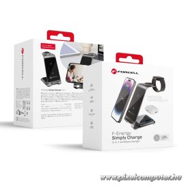   Wireless charger Forcell F-Energy 3in1 Simply Charge aluminium compatible with Apple Watch and Samsung Watch gray