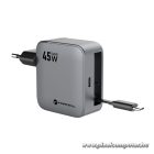 Phone charger Forcell F-Energy GaN USB C + retractable cable USB C PD QC4.0 3A 45W VT-R5 gray