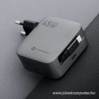 Phone charger Forcell F-Energy GaN USB C + retractable cable USB C PD QC4.0 3A 45W VT-R5 gray