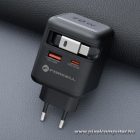 Phone charger Forcell F-Energy GaN USB C + USB A + retractable cable USB C PD QC4.0 3A 70W VT-R7 gray