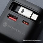 Phone charger Forcell F-Energy GaN USB C + USB A + retractable cable USB C PD QC4.0 3A 70W VT-R7 gray