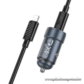   Car charger Hoco USB C QC3.0 PD 30W + cable USB C to Lightning Z57 metal gray