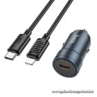 Car charger Hoco USB C QC3.0 PD 30W + cable USB C to Lightning Z57 metal gray