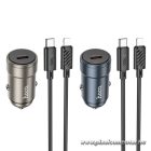 Car charger Hoco USB C QC3.0 PD 30W + cable USB C to Lightning Z57 metal gray