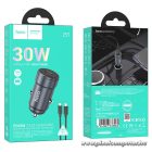 Car charger Hoco USB C QC3.0 PD 30W + cable USB C to Lightning Z57 metal gray