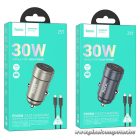 Car charger Hoco USB C QC3.0 PD 30W + cable USB C to Lightning Z57 metal gray