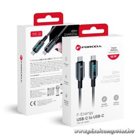  Forcell USB-C – USB-C 60W Gyorstöltő Kábel LCD Kijelzővel – C274, 120 cm