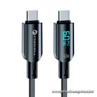 Forcell USB-C – USB-C 60W Gyorstöltő Kábel LCD Kijelzővel – C274, 120 cm