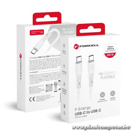 Cable USB C to USB C Forcell F-Energy QC4.0 PD 5A 100W Silicone 1 m C347 white