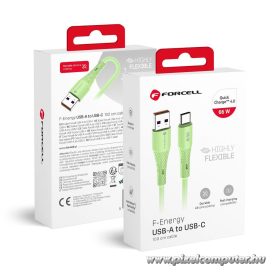   Cable USB A to USB C Forcell F-Energy QC4.0 3A 66W Silicone 1 m C342 green