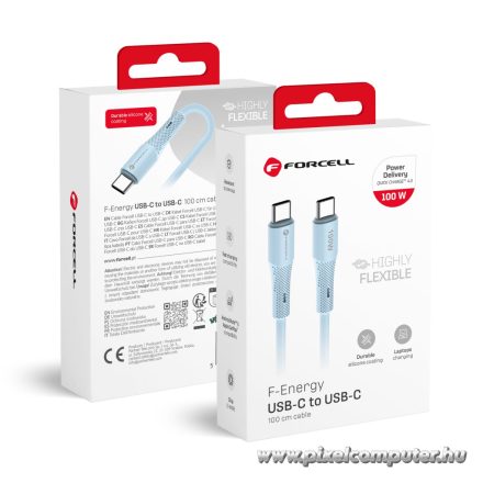 Cable USB C to USB C Forcell F-Energy QC4.0 PD 5A 100W Silicone 1 m C347 blue