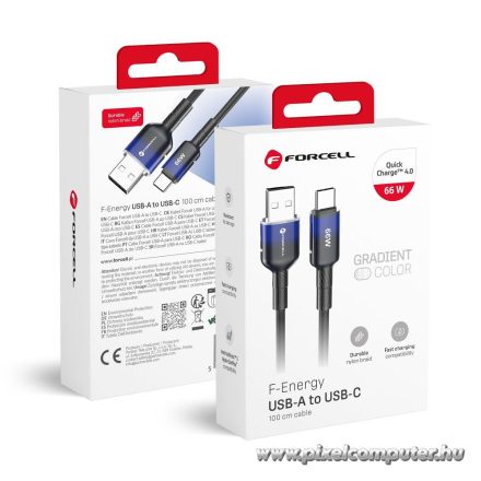 Cable USB A to USB C Forcell F-Energy QC4.0 3A 66W Gradient 1 m C352 black