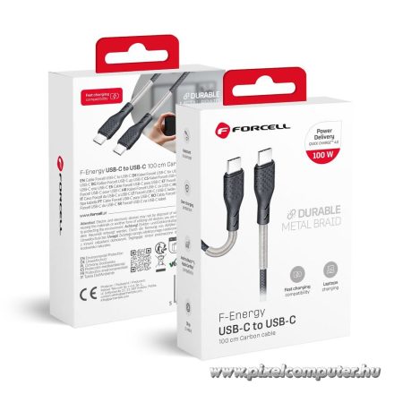Cable USB C to USB C Forcell F-Energy QC4.0 PD 5A 100W Carbon 1 m CB-04C black