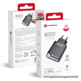   Phone charger Forcell F-Energy Ultra Slim GaN III 2 x USB C PD QC4.0 3A 45W B245201(2C) black