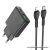 Phone charger Hoco Slim USB A + USB C QC3.0 PD 3A 20W + cable USB C to Lightning N38 black
