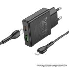 Phone charger Hoco Slim USB A + USB C QC3.0 PD 3A 20W + cable USB C to Lightning N38 black