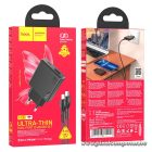 Phone charger Hoco Slim USB A + USB C QC3.0 PD 3A 20W + cable USB C to Lightning N38 black