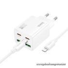 Hoco N55 hálózati gyorstöltő – 20W teljesítmény, 4 kimenet, USB-C–Lightning kábellel