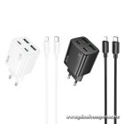 Hoco N55 hálózati gyorstöltő – 20W teljesítmény, 4 kimenet, USB-C–Lightning kábellel