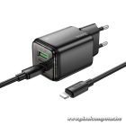 Phone charger Hoco USB A + USB C QC3.0 PD 3A 20W + cable USB C to Lightning N52 black