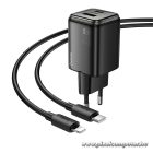 Phone charger Hoco USB A + USB C QC3.0 PD 3A 20W + cable USB C to Lightning N52 black