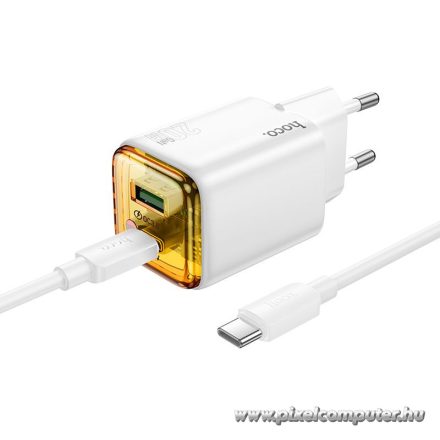 HOCO N52 hálózati töltő – 20W + 18W, dupla kimenet, USB-C – USB-C kábel (1 m)