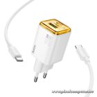 HOCO N52 hálózati töltő – 20W + 18W, dupla kimenet, USB-C – USB-C kábel (1 m)