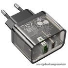 Phone charger Hoco USB A + USB C QC3.0 PD 3A 20W N34 transparent
