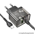 Phone charger Hoco USB A + USB C QC3.0 PD 3A 20W + cable USB C to USB C N34 transparnent