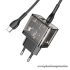 Phone charger Hoco USB A + USB C QC3.0 PD 3A 20W + cable USB C to USB C N34 transparnent