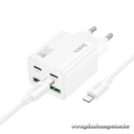   Hoco N56 hálózati gyorstöltő – 30W teljesítmény, 4 kimenet, USB-C–Lightning kábellel