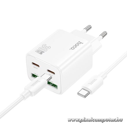Hoco N56 hálózati gyorstöltő – 30W teljesítmény, 4 kimenet, USB-C kábellel