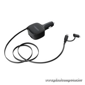   Veger CC89 autós gyorstöltő 84W – USB-C + USB-A + 2 az 1-ben USB-C / Lightning kábellel (QC, PD, PPS)